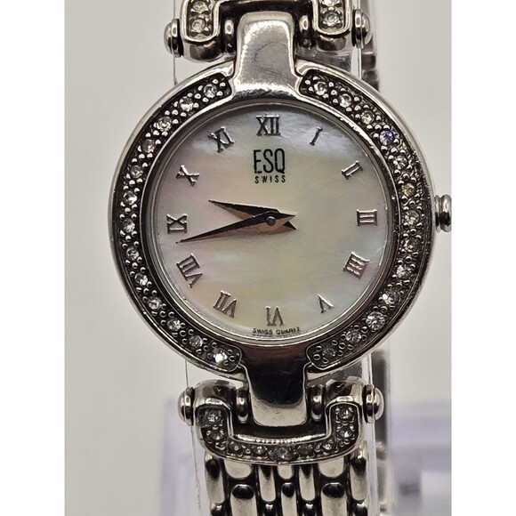 Vintage ESQ E5147 Ladies\' 25mm Crystal Accent Stainless Steel Watch. New Batt main image 12